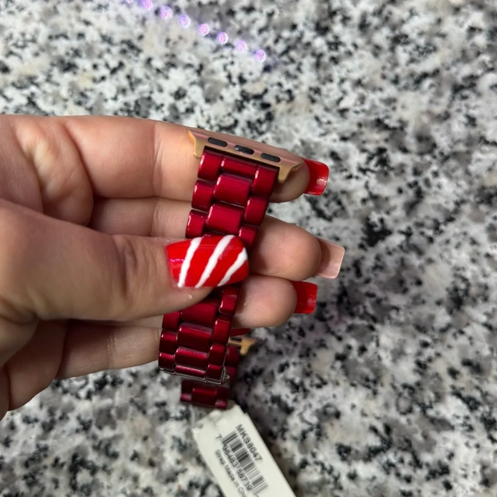 Michael Kors NWT Red-Coated Stainless Steel Strap For Apple Watch - Picture 3 of 7